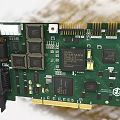 Detailed View Of Green Printed Circuit Board With Electronic Components And Chips