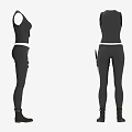 Functional Black Sleeveless Vest With Gray Tight Pants And Pocket Details