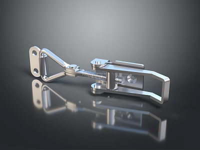 Silver Metal Garment Fastener Clamp For Clothing Accessories With Secure Lock Design 3d model