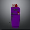 Vintage Purple Refrigerator Design With Red Top And Small Decorative Box