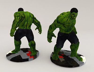 Hulk Game And Movie Character Action Figure With Front Back Poses Green Muscular Body 3d model