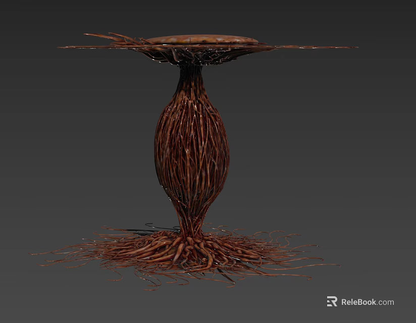 Complex Brown Organic Creature Featuring Twisted Roots And Expanded Top Structure 3d model