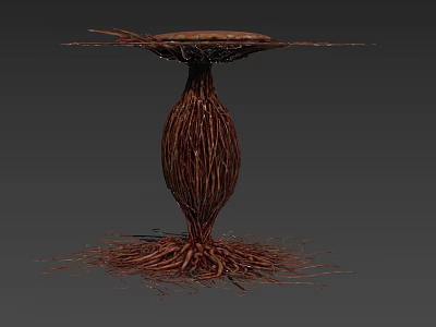 Complex Brown Organic Creature Featuring Twisted Roots And Expanded Top Structure 3d model