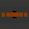 Computer Speaker System Featuring Multiple Orange Speakers And Black Central Unit On Display Platform