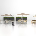 Modern Outdoor Dining Area With Stylish Canopies Tables Chairs And Green Plant Walls