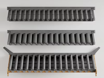 Traditional Gray Roof Tile Components With Curved Design And Architectural Structure 3d model