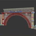 Stone Arch Structure With Brick Material And Decorative Architectural Details 3d model