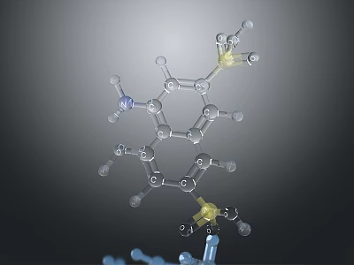 3D Molecular Structure Model With Atoms Bonds And Colorful Spheres 3d model