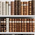 Books with Different Colored Spines Neatly Arranged on Shelves