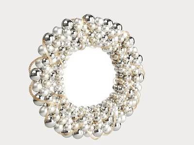 Elegant Decorative Mirror With Pearls Silver Balls And Circular Design 3d model