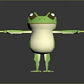 Cute Green Frog Doll Standing With White Belly Big Eyes And Arms Outstretched