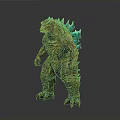 Godzilla Creature Character With Brown Textured Body And Blue Glowing Dorsal Spikes
