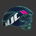HJC Navy Blue Sports Helmet With Pink Stripes And White Logo Design