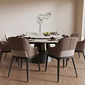 Elegant Dining Room Interior Featuring Round Table Chairs Fruit And Vase 3d model