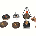 Garden Decor Fire Pits With Various Designs Burning Flames And Metal Stands