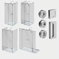 Shower Sauna Glass Enclosures With Stainless Steel Round Fittings Square Panels And Hardware