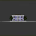 Two Story Building With Windows On Square Platform Surrounded By Circular Road And Trees