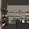 Tea Specialty Store Modern Exterior With Glass Doors Interior Display Shelves And Green Plants