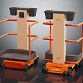 Orange And Beige Multi Tier Utility Carts With Storage Compartments And Wheels 3d model