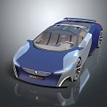 Futuristic Blue And Silver Concept Car With Transparent Roof Brown Seats And Sleek Design
