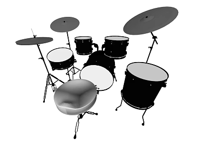 Complete Musical Instruments Drum Set With Drums Cymbals And Stands 3d model