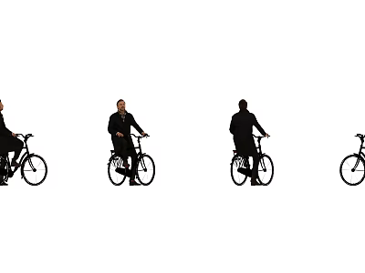 Man Riding Bicycle in Different Silhouette Angles Including Front Side and Back Views 3d model