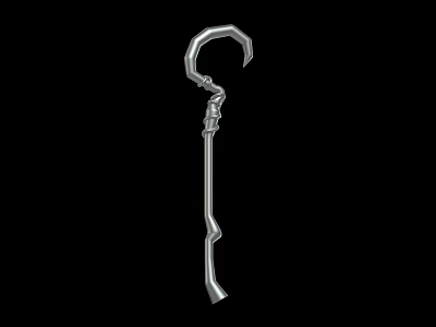 Silver Hooked Weapon With Curved Shaft And Intricate Metal Design 3d model