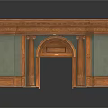 Classical Wooden Doorway Decoration With Carved Details Green Panels And Columns