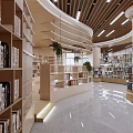 Book Art Inspired Library Interior With Wooden Bookshelves And Spacious Lighting