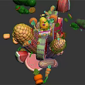 Vibrant Fresh Vegetables 3D Rendered Splashing With Corn Watermelon Carrots Broccoli And Tomatoes