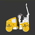 Toy Road Roller Yellow And White With Red Warning Light Driver Seat And Rollers 3d model