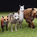 Realistic Reptile Models With Mammal Figurines On Green Grass Field
