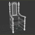 Vintage Wooden Single Chair With Carved Armrests And Panel Back Design
