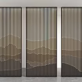 Modern Three Panel Room Divider With Vertical Stripes And Layered Mountain Pattern 3d model