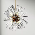 Elegant Modern Glass Chandelier With Radiant Petal Design And Metal Center