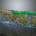 Natural Stone Wall Surface Covered With Green Moss And Lush Plants 3d model