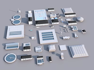 Industrial Factory Building 3D Models Showcasing Different Structural Components And Designs 3d model