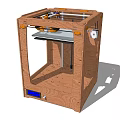 Compact Wooden Office 3D Printer With Transparent Front Panel And Internal Mechanical Parts 3d model