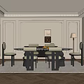 Elegant Restaurant Interior Design With Glass Dining Table Upholstered Chairs And Herringbone Wood Flooring