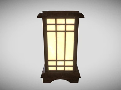 Plant Derived Wooden Lantern With Luminous Glass Grid Design Details 3d model