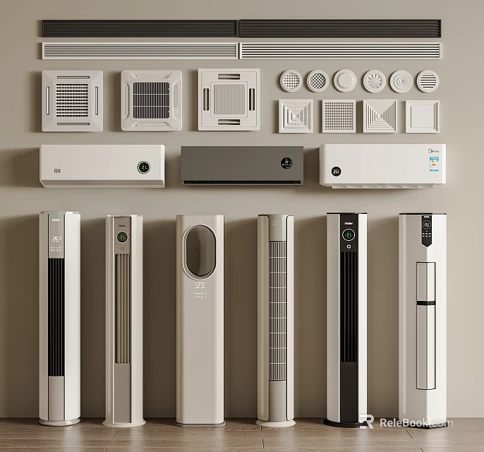 Air Conditioners and Fans with Modern Design Including Wall Mounted Floor Standing 3d model 