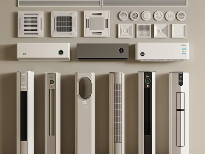 Air Conditioners and Fans with Modern Design Including Wall Mounted Floor Standing 3d model