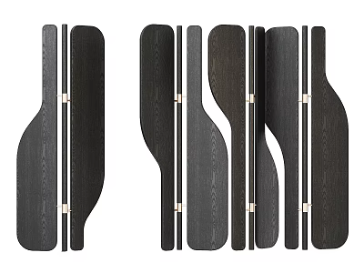 Sleek Modern Black Wooden Partition With Decorative Panels For Interior Design 3d model