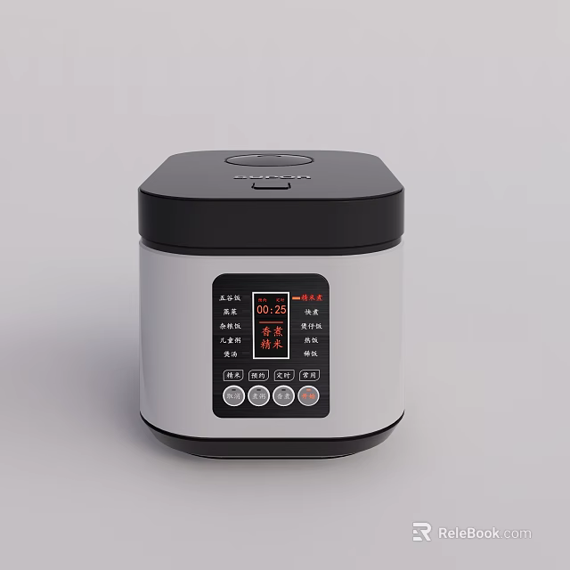 Modern Electric Rice Cooker With Digital Display Control Panel And Sleek Design 3d model 