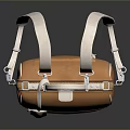 Functional Brown Canvas Backpack With Minimalist Design White Straps And Zipper Pocket