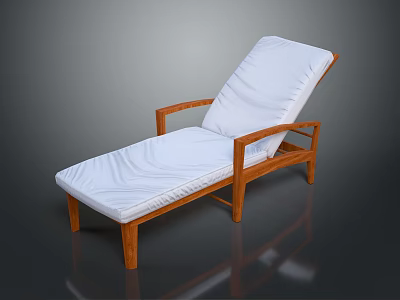 Wooden Frame Lounge Chair With White Cushion And Simple Design 3d model