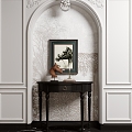 French-style Entrance Cabinet Half-arc Side Cabinet Floor Lamp Wall Panel Arch Door Hole 3d model