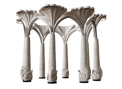 European style column stone column petal column 3d model