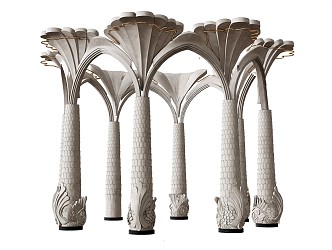 European style column stone column petal column 3d model