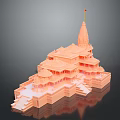 Hindu Temple Architecture With Multi Tiered Roofs Tall Spire Red Flag Orange Exterior Stone Steps